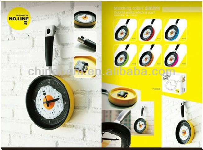創造的な稚魚目玉焼きオムレツパンのキッチンデザインの壁時計の装飾問屋・仕入れ・卸・卸売り