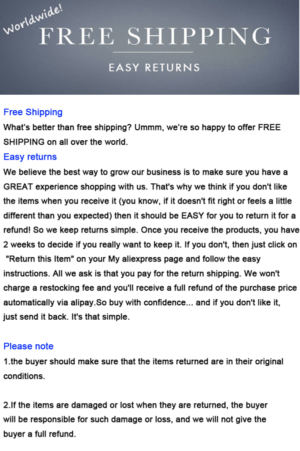 free shipping with easy returns