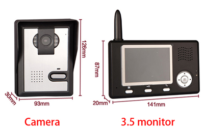 デュアル3.5インチカラーモニター2.4ghzのデジタル無線ビデオドア電話500メートルと伝送ipカメラベルホームインターコム問屋・仕入れ・卸・卸売り