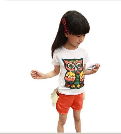 Short sleeve owl girl tee shirts children t shirt kids tees tops summer 2013 for 3~7 years 5pcslot wholesale (6).jpg