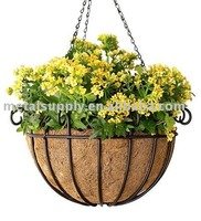 ブラックメタルflowerplanter/植物ハンギングバスケット、 渡って12インチ問屋・仕入れ・卸・卸売り
