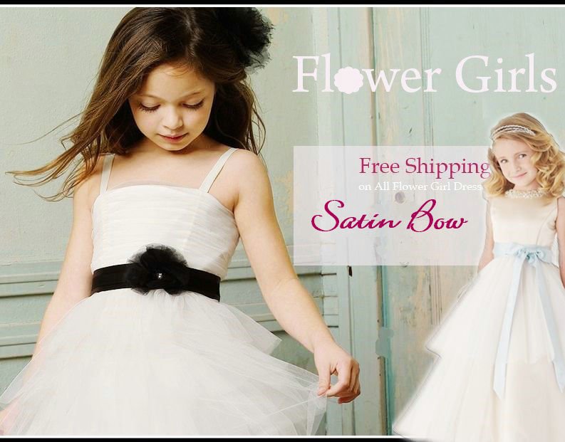 Sweetheart neckline Spaghetti strap Flower Satin Empire Waist Flower Girl Dress Pageant Dress 2012 Watters 49295