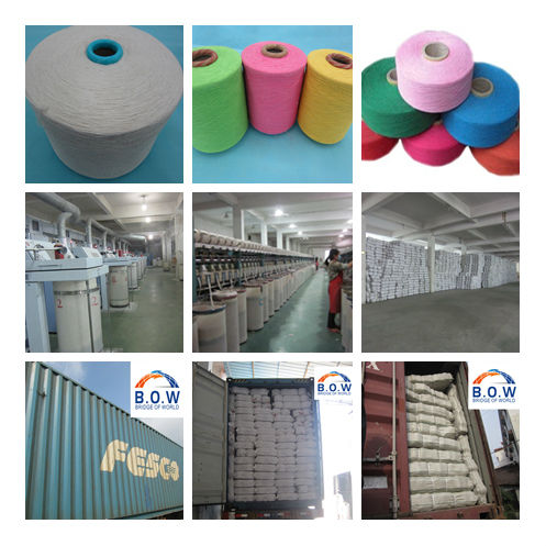 70/30 4.8S saffron yellow open end/oe recycle cotton yarn for gloves by cotton yarn waste recycling machine