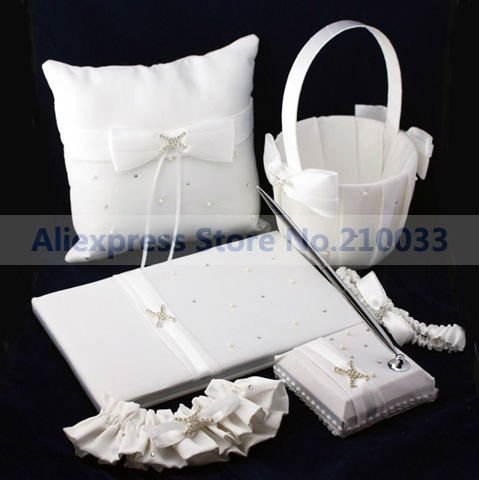 Love Ever Lasting Wedding Accessory Collection (Six Piece Set) with X Shaped Rhinestone Accents