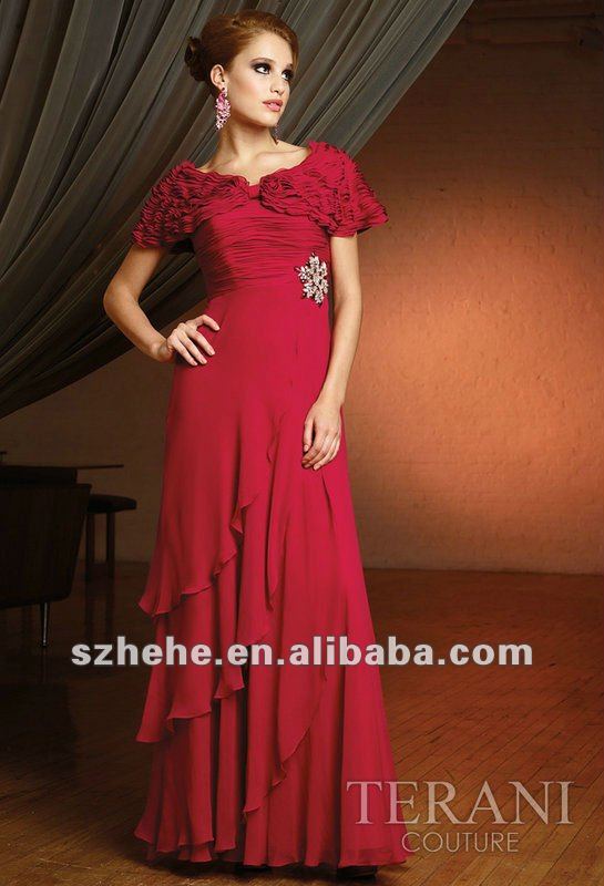 ... cap sleeve long chiffon red fashion mature women evening dresses