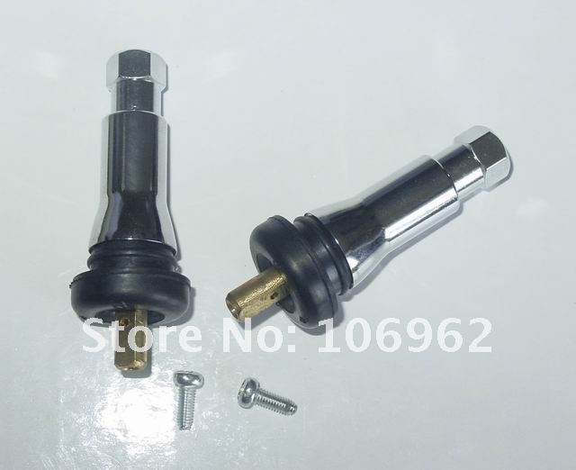Wholesale - 100 pcs/lot TPMS413AC Chromed Tire (tyre) valves snap-in tubeless valves (natural rubber) for TPMS