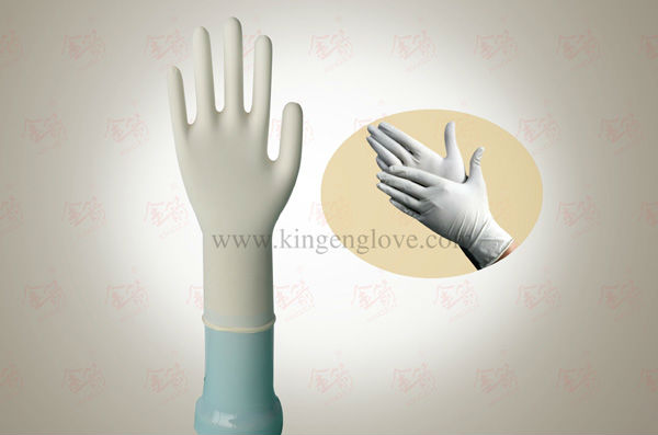 乳白色の長いカフ使い捨てラテックス手袋中国の医療機器仕入れ・メーカー・工場