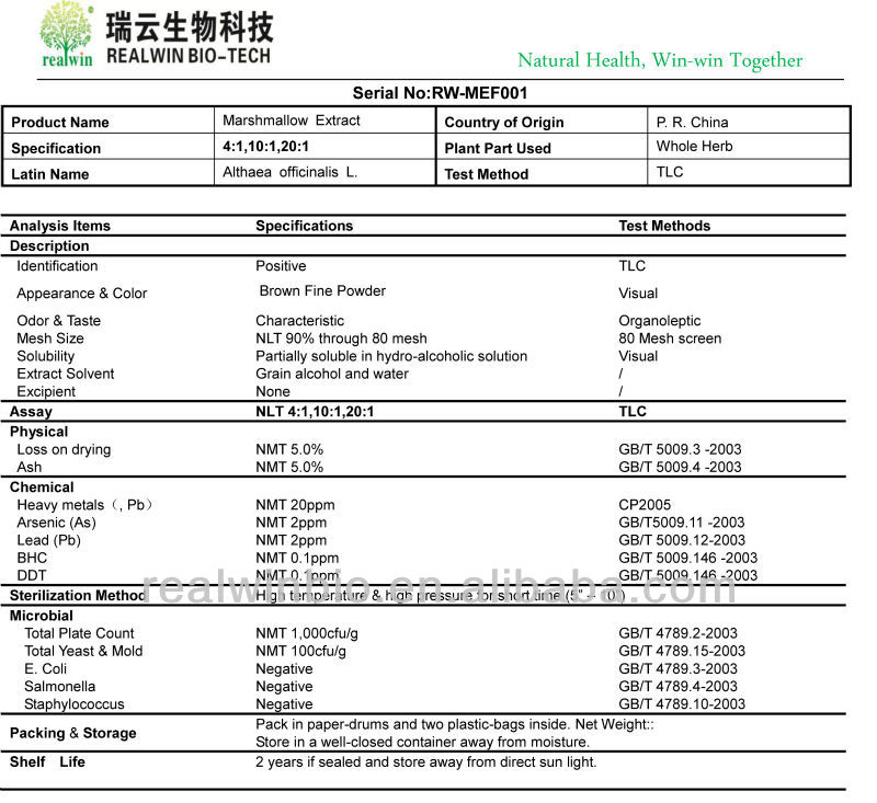 Marshmallow Extract/ Althaea Officinalis Extract With different ratio