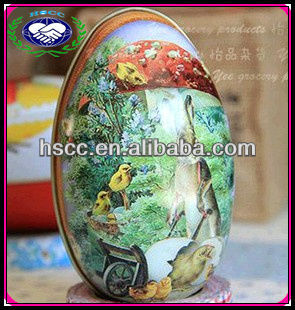 easter egg shaped chocolate tin box