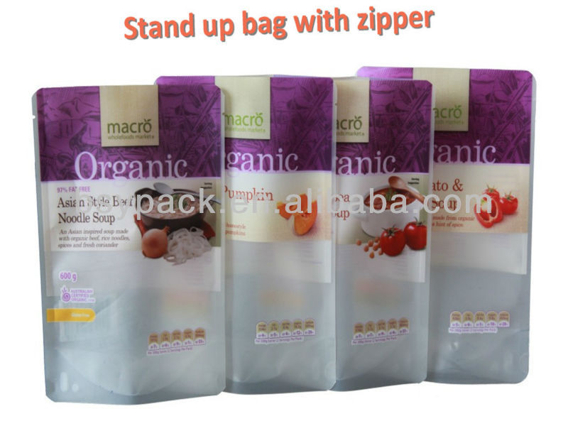 stand up tea bag with zipper