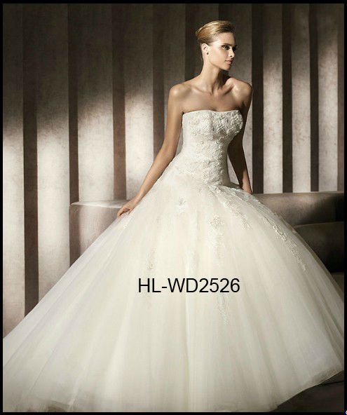 Fantastic Puffy Organza Lace White Wedding Dress Wedding Gowns