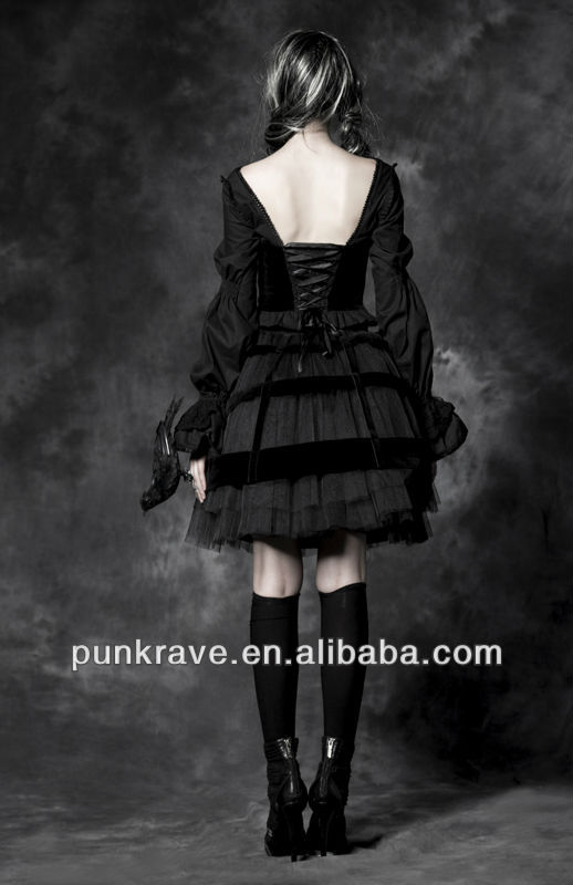 Ly-044pyonpyonロリータ黒スリムトップス/losseスリーブ付きシャツと卸売価格問屋・仕入れ・卸・卸売り