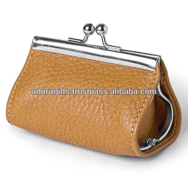 decorative coin purse / wholesale leather coin pouch with clutch