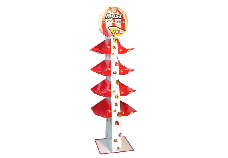 POP/POS stackable cardboard counter display for candy/chocolate/chewing gum,food floor standing rack