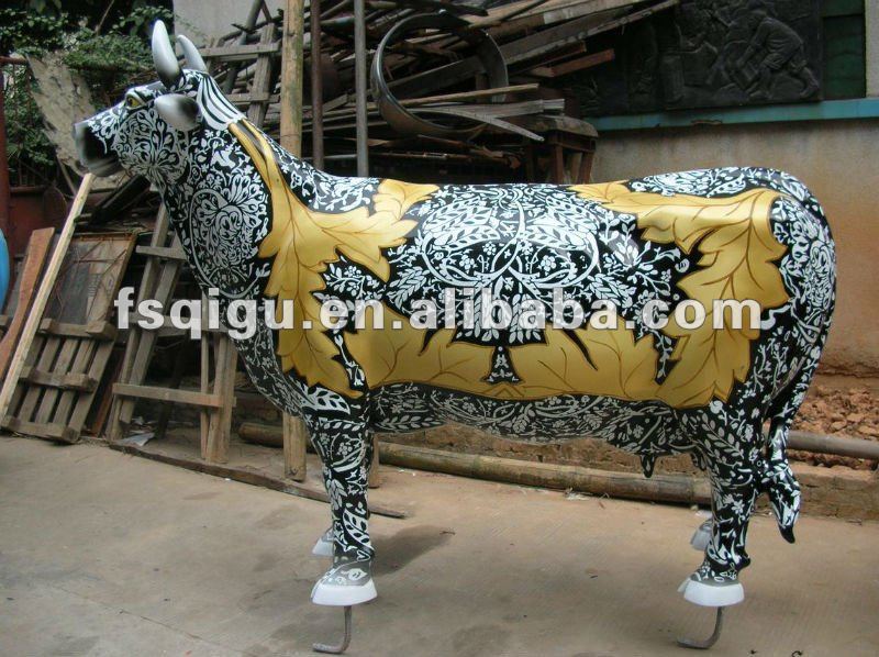2016新しいスタイル樹脂牛彫刻グラスファイバー動物彫刻等身大動物ブル彫刻仕入れ・メーカー・工場