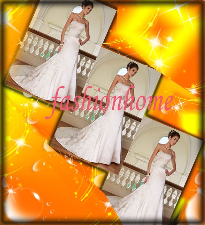 Free shipping custom satin strapless wedding Gown bride dress AL067 latex