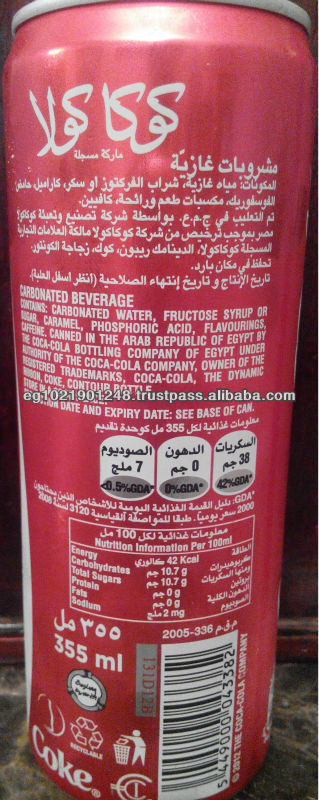 355Ml Coca Cola Can , Sprite , Pepsi Cola , Fanta