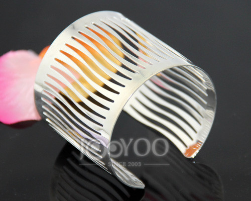 4pcs/lot 2016 New Design Hollow Out Open Clothes Jewelry Bracelets Gold Silver Wide Alloy Opened Cuff Bangle For Women JY-8405