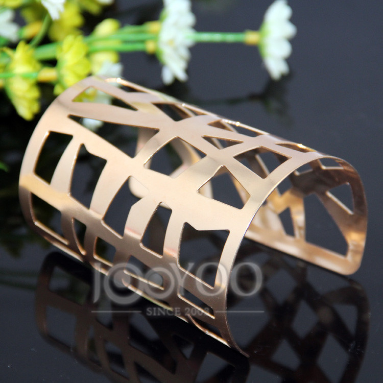 4pcs/lot Hollow Out Design Hands Jewelry Fashion Gold Bracelet Silver Wide Alloy Opened Cuff Bangles Bracelets For Women JY-8407