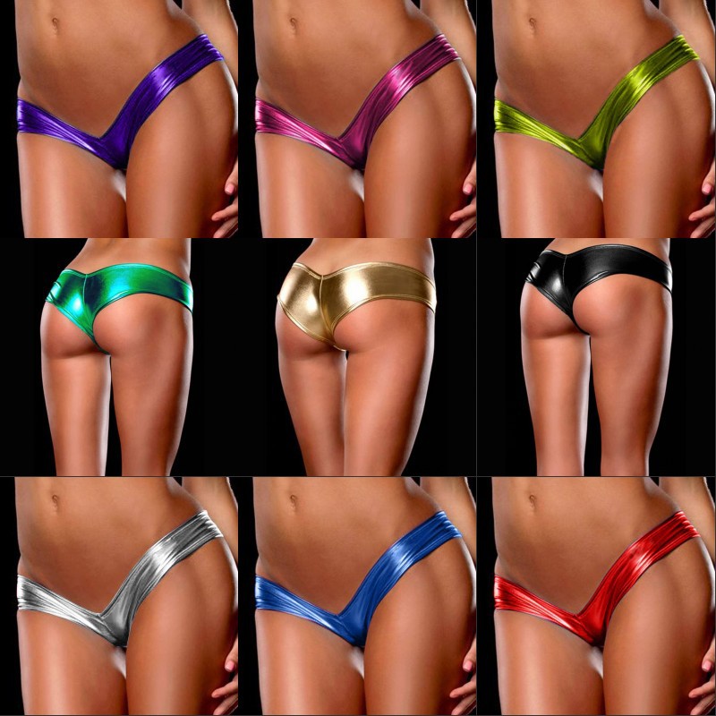 Fashion Hot Sexy underwear PVC Faux leather Metallic Micro Booty Hipster Shorts Panties Lingerie Briefs for women 10 colors
