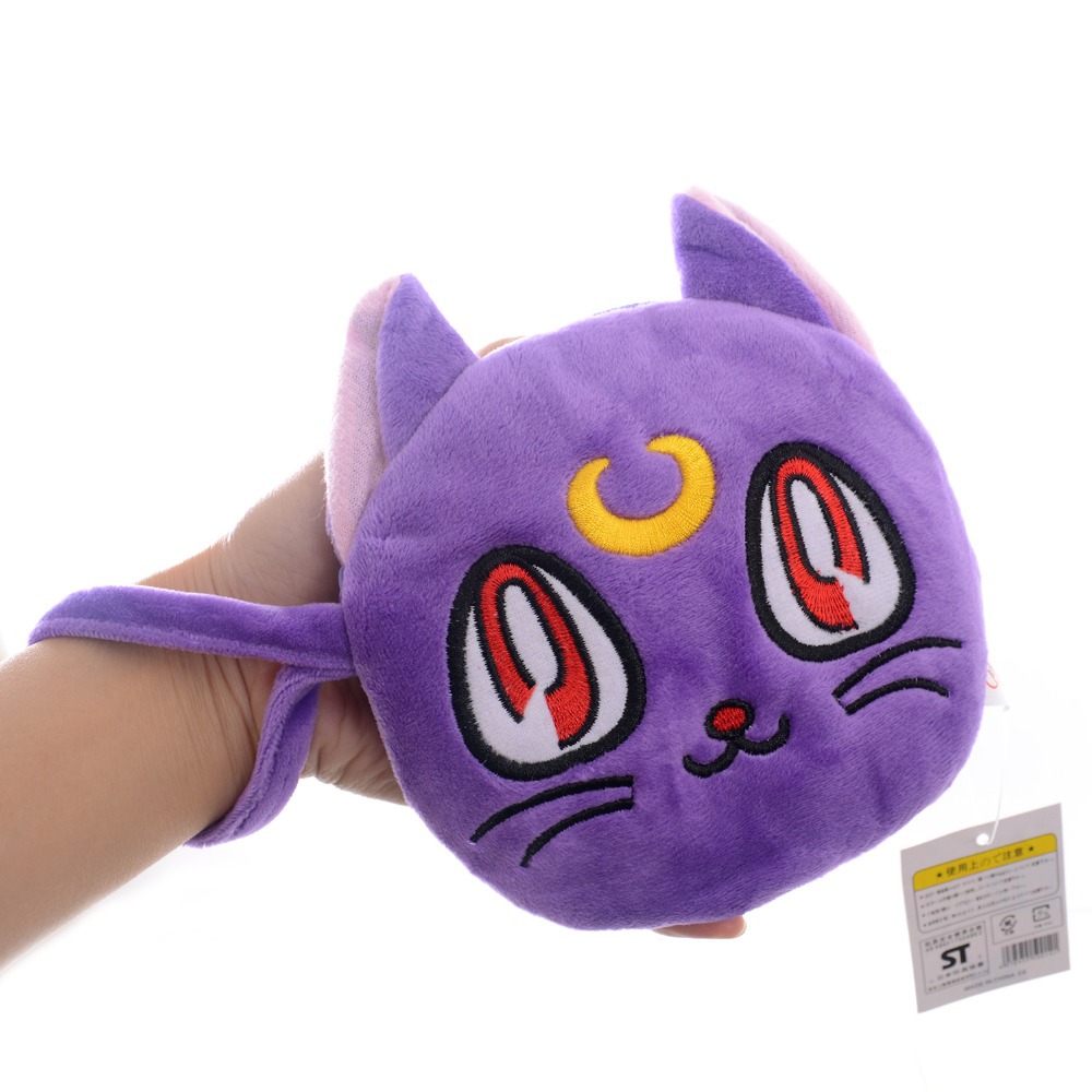 Lovely Luna Cat Coin Purse Plush Purple Sailor Moon Pretty Cat Girls Mini Lanyard Wallet Bag Pouch 6*6\'\' New Free Shipping