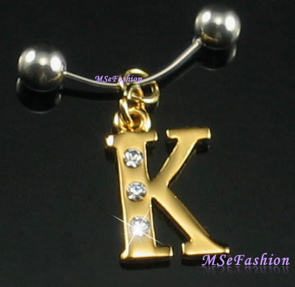 k letter images. Initial Letter K Belly Ring