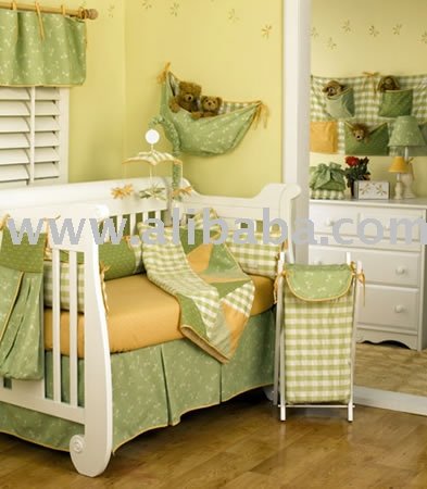 Yellow Bedspreads on Bright Green   Yellow Boutique Girl Baby Bedding Crib Sets Nursery