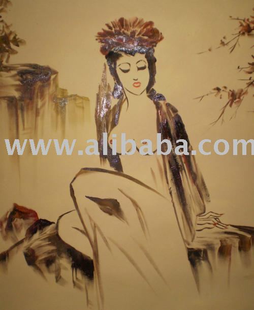 Oriental nude woman modern oil painting