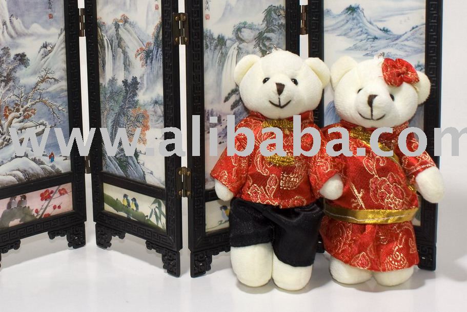 14cm Chinese Wedding Bear 1 Pair 