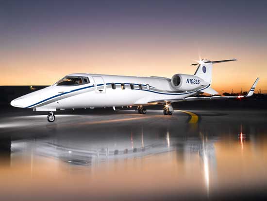 Lear Jet at night