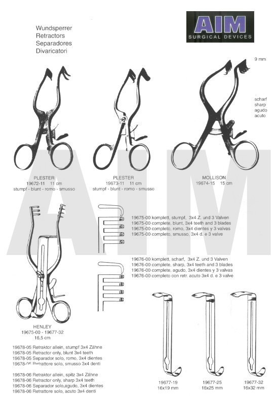 Separators For Teeth. Surgical Retractors/Separators