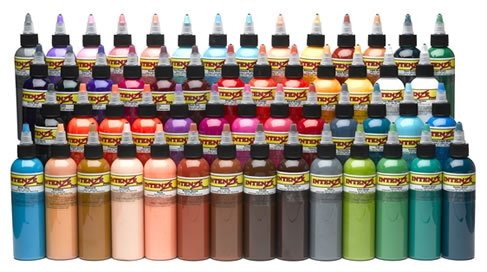 See larger image: Intenze Tattoo Inks ALL COLOR Kit with 54 4oz Bottles