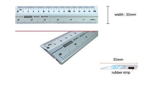 2 6 inches on ruler. Aluminium Ruler (# 50-15 cm