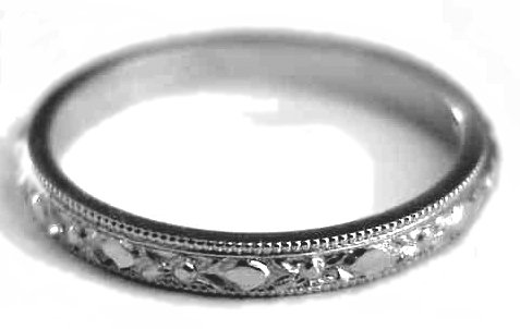 See larger image NEW LADYS HAND ENGRAVED PURE PLATINUM WEDDING BAND RING