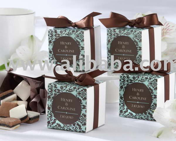 wedding gift of Chocolate and Turquoise Damask Make It Yours Personalized 