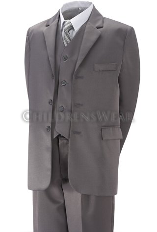 Boys Suit 5 Pce Grey wedding page boy etc
