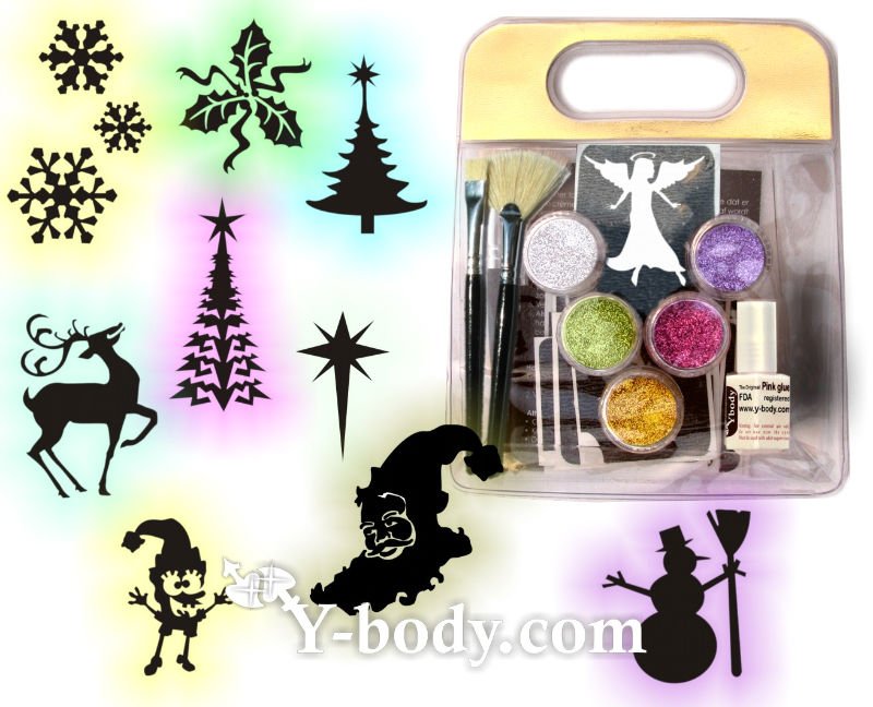 Christmas glitter tattoo kit DIY temp tattoos