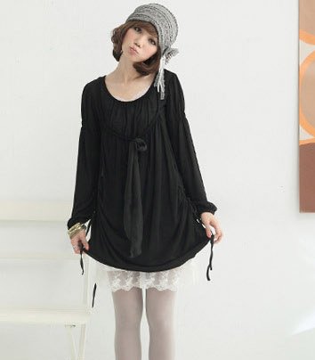 Long Sleeve Black Dress on Long Sleeve Cotton Frock Dress 1116 Black Photo  Detailed About Long