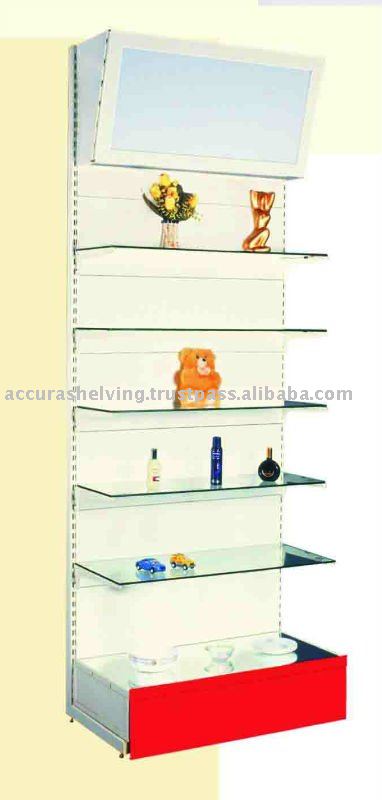 glass bookshelves. WALL SHELVING UNIT WITH GLASS