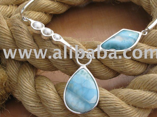 Larimar and silver jewellery Necklaces(Poland)