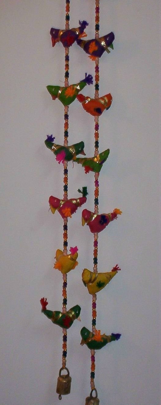 Decorative String Made Up Of Colourful Stuffed Parrots