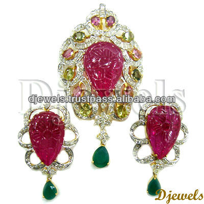 Ruby Jewelry Sale on Ruby Diamond Gold Pendant Set   14 K Diamond Gold Jewelry Sales