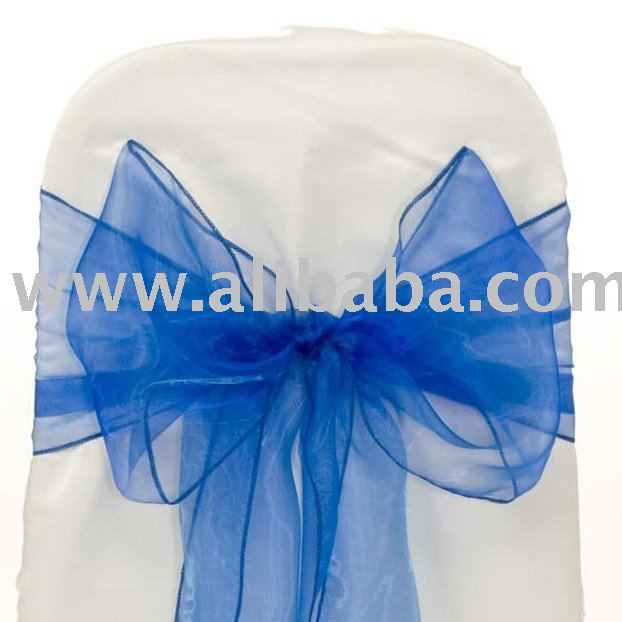 See larger image ROYAL BLUE WEDDING ORGANZA CHAIR COVER BOW SASH UK SELLER