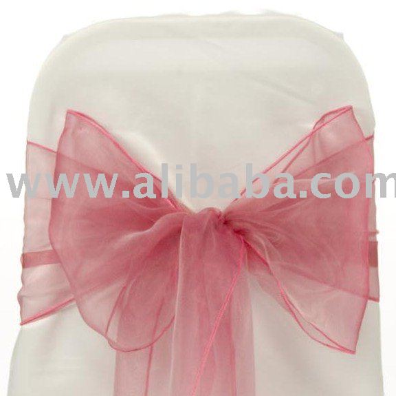 DUSTY PINK WEDDING ORGANZA CHAIR COVER BOW SASH UK SELLER