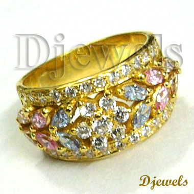 Natural Stone Diamond yellow Gold Wedding Ring Jewelry
