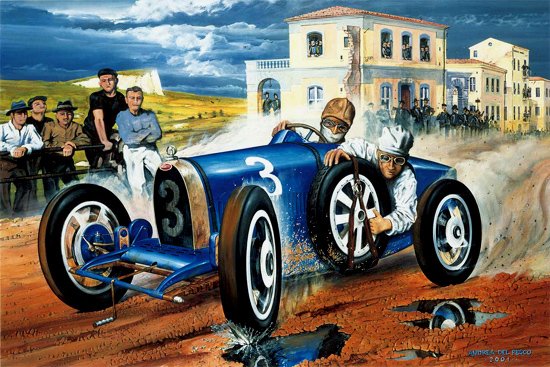 Bugatti Old Car Auto Motoring Art Print Vintage Classic Racing Sport 