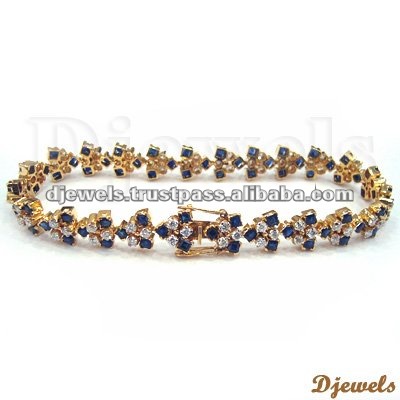 Natural Blue Diamond Jewelry on Natural Blue Sapphire Diamond Bracelet 14k Gold Hallmarked Diamond