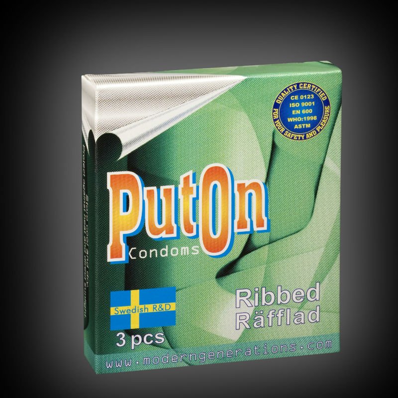 PutOn Condoms Ribbed 3 pcs - Detailed 