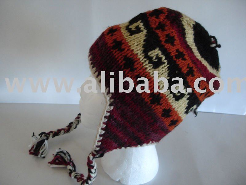 Earflap Wool Cap. Hand Knitted Earflap Woolen