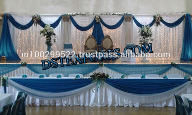 See larger image WEDDING STAGE WHITE BLUE BACKDROP
